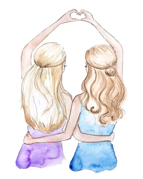 Check out our best friend drawing selection for the very best in unique or custom, handmade pieces from our digital shops. Best Friend Gift, Besties Illustration, fashion ...