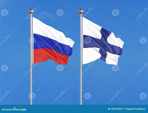 Russia Vs Finland Thick Colored Silky Flags Of Russia And Finland 3d