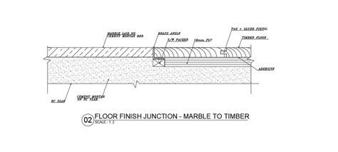Floor Finish Junction Marble To Timber Detail In Autocad 2d Drawing