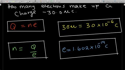 Calculating The Number Of Electrons In A Given Charge Q Youtube