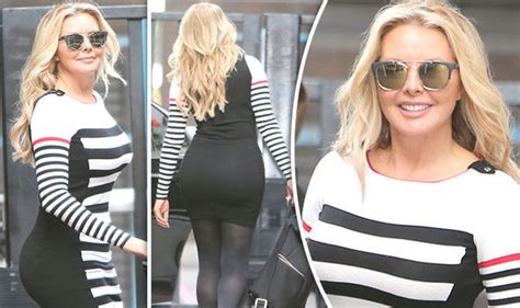 Carol Vorderman Showcases Her Rear Of The Year In Clingy Thigh Skimming Jumper Dress Celebrity