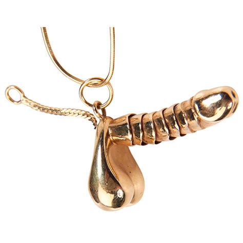 Erotic Erectable Articulated Penis Pendant Necklace 14k Yellow Gold Stamped Necklace Pendant