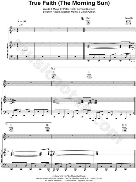 New Order True Faith Sheet Music In D Minor Transposable Download And Print Sku Mn0092259