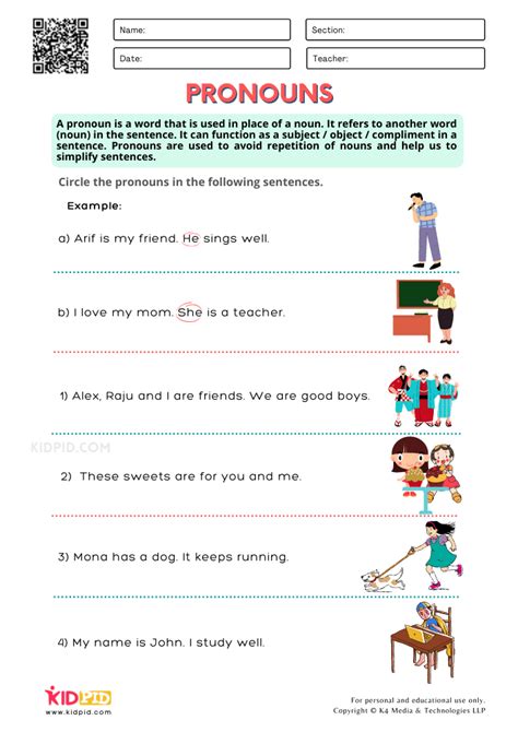 Identification Of Pronouns Worksheets For Grade 2 Kidpid