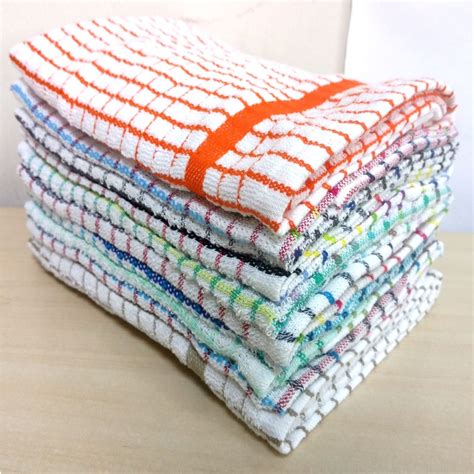 pack of 10 assorted large multi terry cotton tea towels set kitchen dish cloths cleaning drying