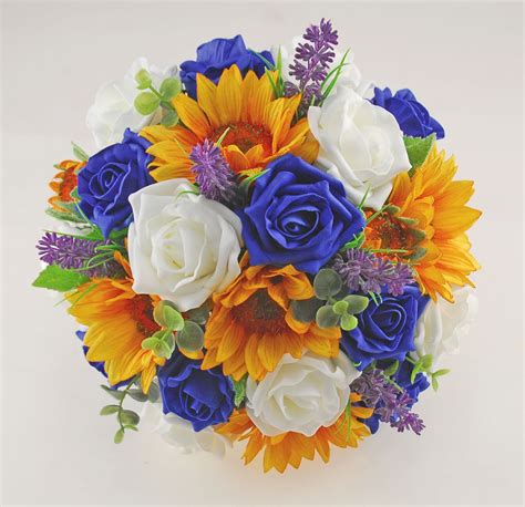 Peonies, lillies, roses, oh my! Golden Sunflower, Royal Blue & Ivory Rose Zoe Wedding ...