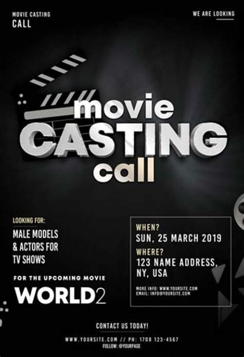 Casting Call Free Psd Flyer Template For Movie Party And Club Events
