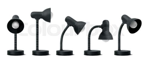 3d Table Lamp In Different Positions Desk Bulb Stock Vector Colourbox