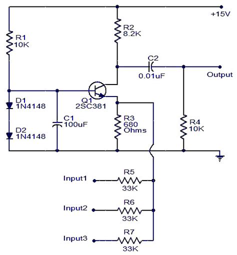 Single Transistor Audio Mixer Electronic Circuits And Diagrams