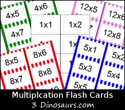 Alternatively, you can print all the flashcards on separate sheets and stick the sheets together, then cut them to size. Free Multiplication Flashcards | 3 Dinosaurs