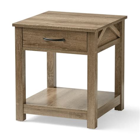 Mainstays Aston Mills Rustic Farmhouse End Table With 1 Drawer Rustic