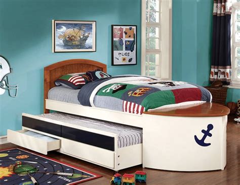 3 drawers that are attached to the bed and slide out on metal glides. Voyager Twin Size Captains Bed with Trundle and Two ...