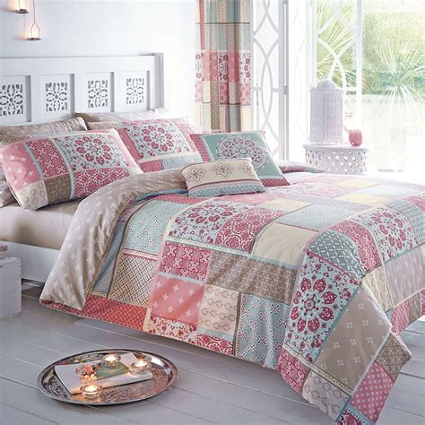 Just Contempo Moroccan Patchwork Duvet Cover Set King Pink