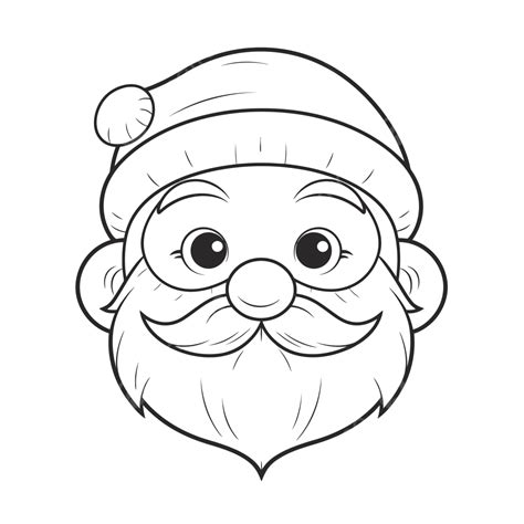 Drawing Of A Head Of Santa Clause With Beard Outline Sketch Vector