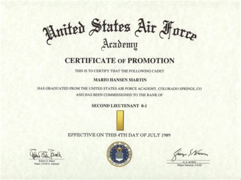 Officer Promotion Certificate Template Army 8 Best Templates Ideas