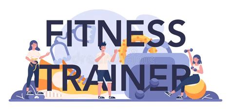 Fitness Trainer Typographic Header Workout In The Gym Stock Vector