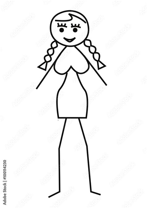 Drawing Of Sexy Or Pretty Woman Stickman Style Stock Vector Adobe Stock