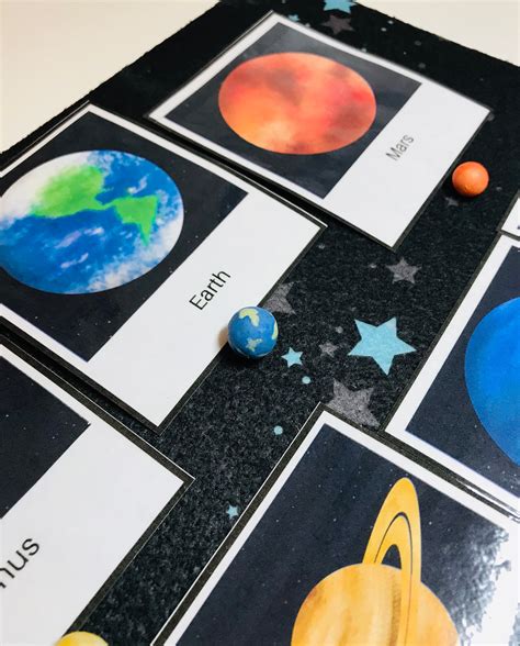 Solar System 3 Part Cards And Objects Montessori Language Etsy