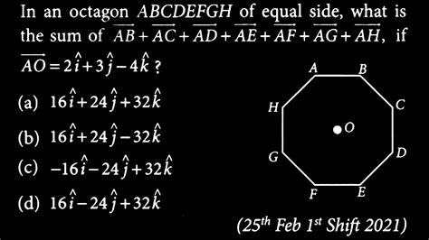 Vectors DTS 11 Q5 In An Octagon ABCDEFGH Of Equal Side What Is 71 The