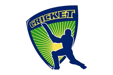 Cricket Player Batsman Batting With Images Cricket Logo Shield