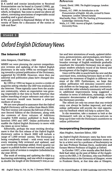 Oxford English Dictionary News English Today Cambridge Core