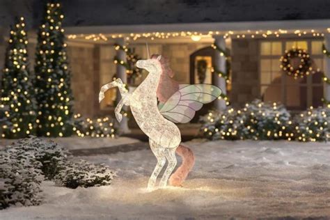 You'll love these festive outdoor christmas decorations! Home Depot Has A 6-Foot Unicorn Lawn Ornament - Simplemost