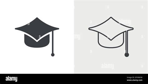 Graduation Hat Cap Line Art Icon For Education Apps And Websites Stock