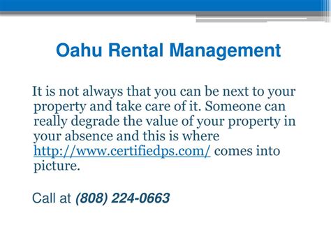 PPT - Oahu Rental Management - www.certifiedps.com PowerPoint