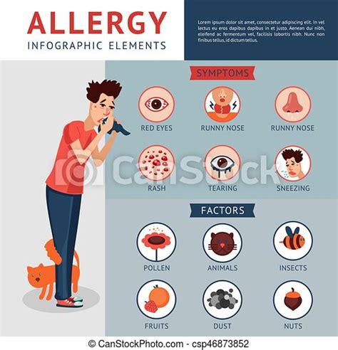 Allergy Infographic Concept Allergy Infographic Concept With Sick Man