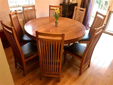 What are transitional dining chairs? Solid Oak Round Dining Table with 8 Chairs | in Cupar ...