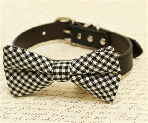 Plaid Black Dog Bow Tie Collar Pet Wedding Accessory Dogs Etsy
