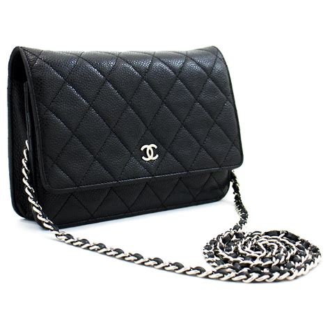 Chanel Caviar Wallet On Chain Woc Black Shoulder Bag Crossbody Sv
