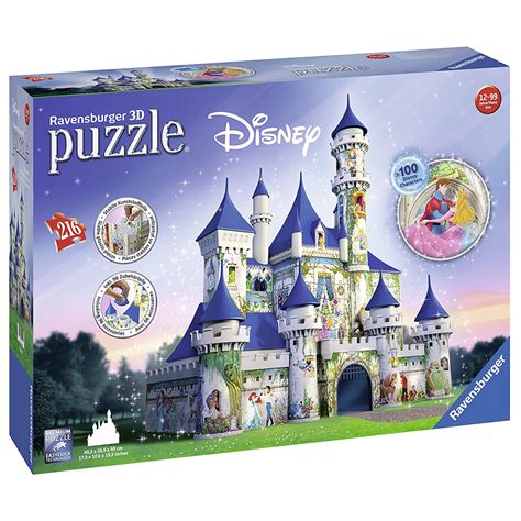 The jigsaw is cut into 216 puzzle pieces and features a beautiful fairy tale castle with all your favourite disney characters from mickey mouse to snow white another disney princesses. Ravensburger - Disney Castle 3D Puzzle 216pc | Peter's of ...