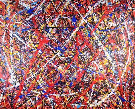 Very Large Abstract Expressionism Painting Red Black White
