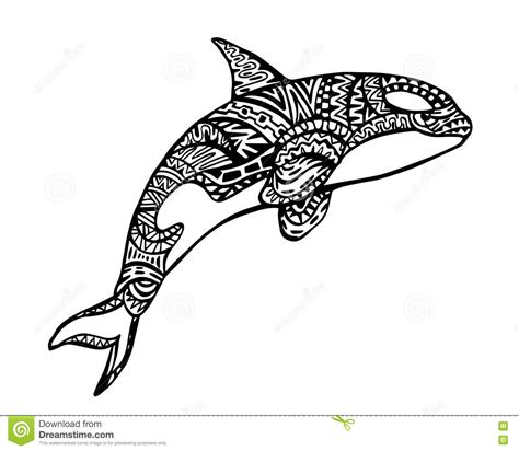 Ethnic Animal Doodle Detail Pattern Killer Whale