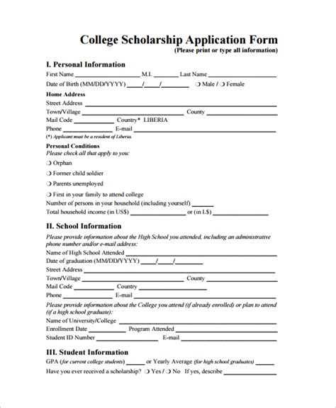 Free 10 Sample Scholarship Forms In Pdf Ms Word