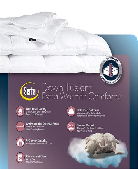 Serta Down Illusion Antimicrobial Down Alternative Extra Warmth Comforter Fullqueen Macys