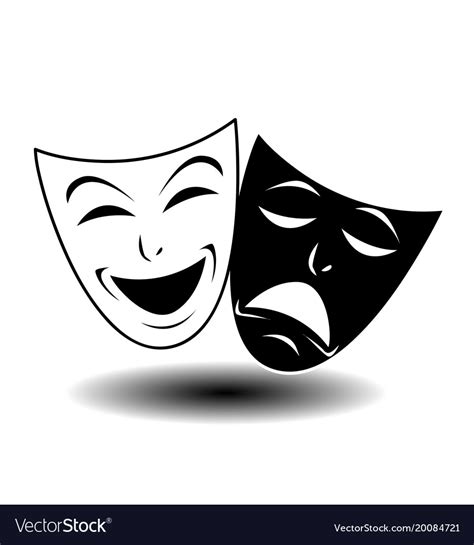 Theater Icon With Happy And Sad Masks Royalty Free Vector