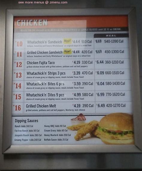 Menu At Whataburger Fast Food Springdale