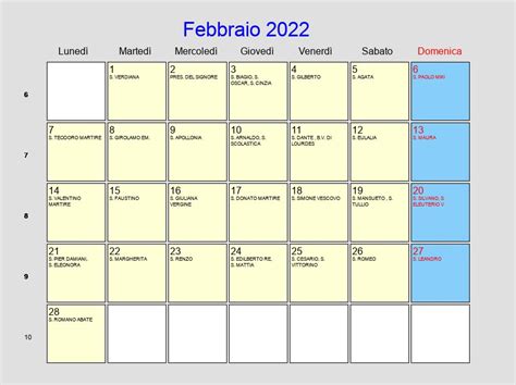 Calendario Febbraio 2022 Con Festività E Fasi Lunari