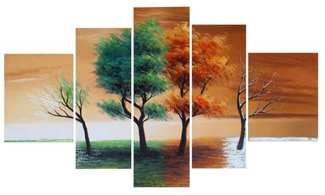 Seasons Landscape Canvas Wall Art Ready To Hang Large Oil Painting Tree