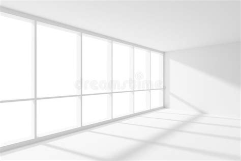 Empty White Room Corner With Sunlight From Large Window Stock