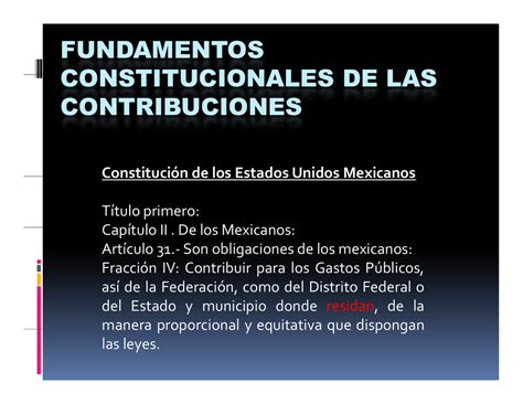 Fundamentos Constitucionales De Las Contribuciones