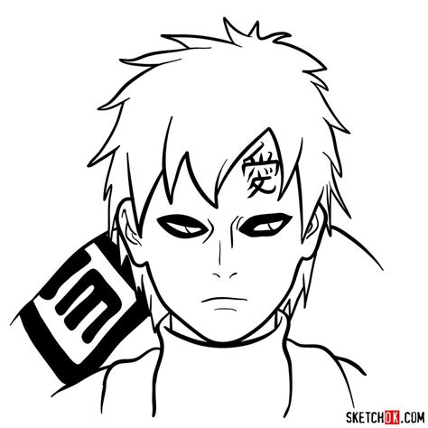 How To Draw Gaaras Face Naruto Anime Sketchok Easy Drawing Guides