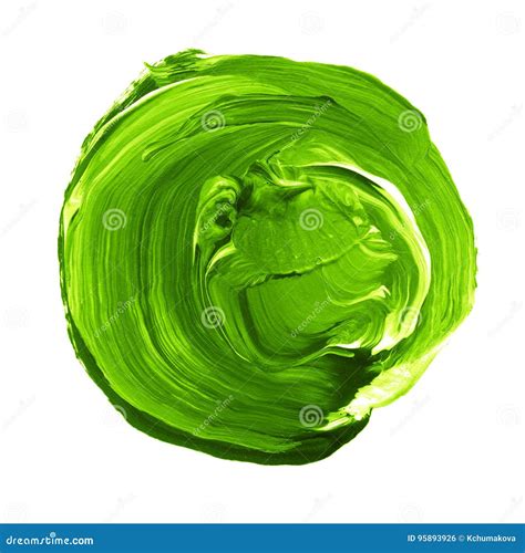 Abstract Hand Painted Acrylic Circle Texture In Green Color Stock