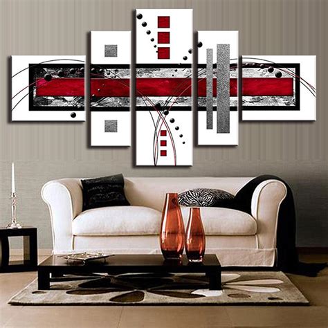Combined Abstract Lines Wall Picture Poster Red White Black Canvas Print Wall Art Painting For