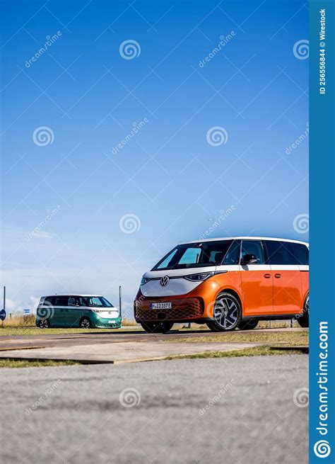 Vertical Shot Of An Orange Volkswagen Vw Id Buzz Pro Modern Electric