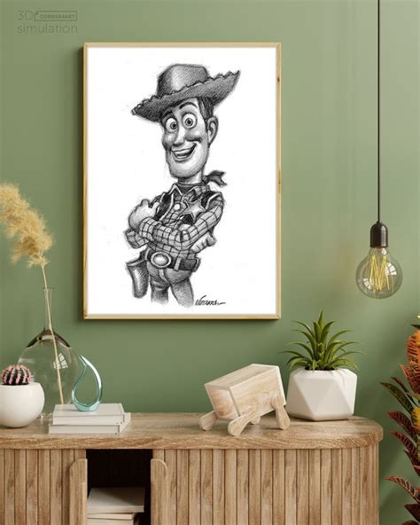 Joan Vizcarra Sheriff Woody Toy Story Original Drawing Pencil