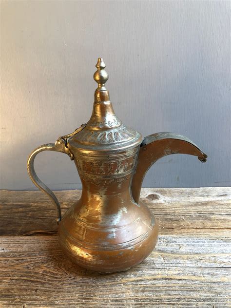 Brass Copper Authentic Genuine Arabic Dallah Coffee Vintage Copper