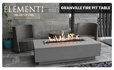 Elementi Granville Outdoor Fire Pit Table 60 Inches Rectangle Firepit Concrete